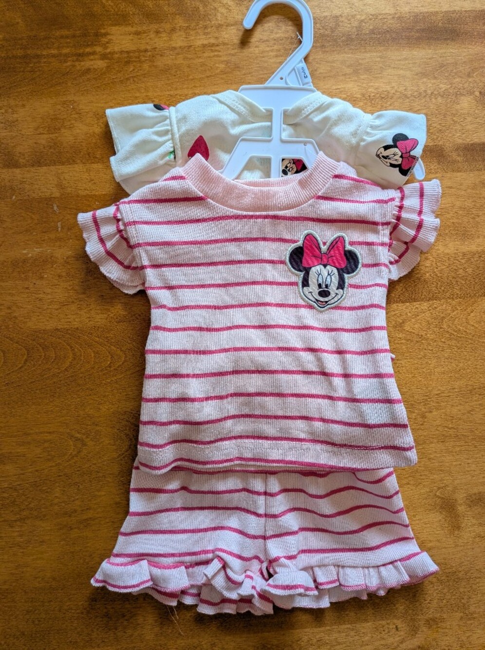 Disney Pink and White Striped Minnie Mouse Pajama Set